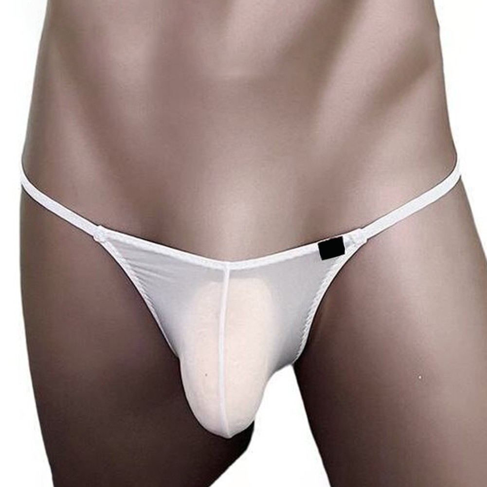 Seamless Men Underwear Thong Ice Silk Sheer Mesh Fabric Bulge Pouch Comfort Fit