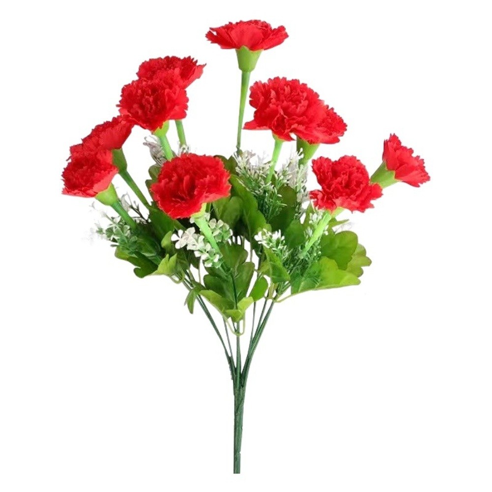 10 Head Carnation Bouquet Artificial Silk Flowers for Desk Shelf Decor