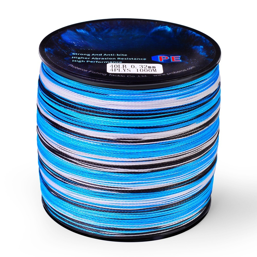 500m Camo Blue 4 Strand PE Braid Fishing Line Smooth Casting Abrasion Resistant