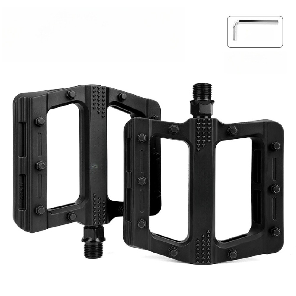 11cm x 10.5cm Wide Platform Bike Pedals Nylon 14mm Thread Non Slip Design