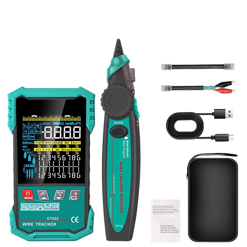 ET622 Digital Tracking Cable Finder + ET623 Multimeter for Telecom and LAN Use