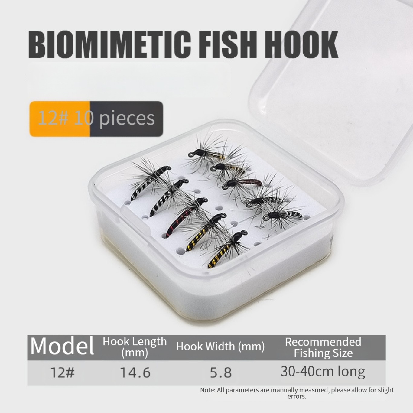 Trout Fishing Chironomid Lures 10pcs Floating Midge Flies #12 #14 #16 #18 Black