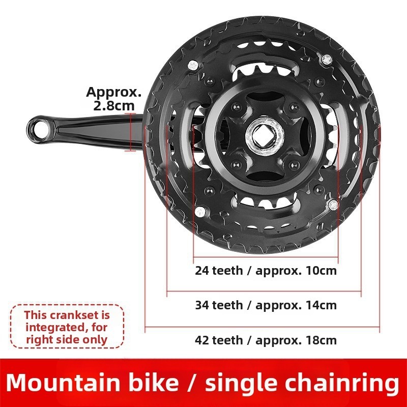 MTB Chainring Set 24 34 42 Teeth High Strength Carbon Steel 170mm Crank
