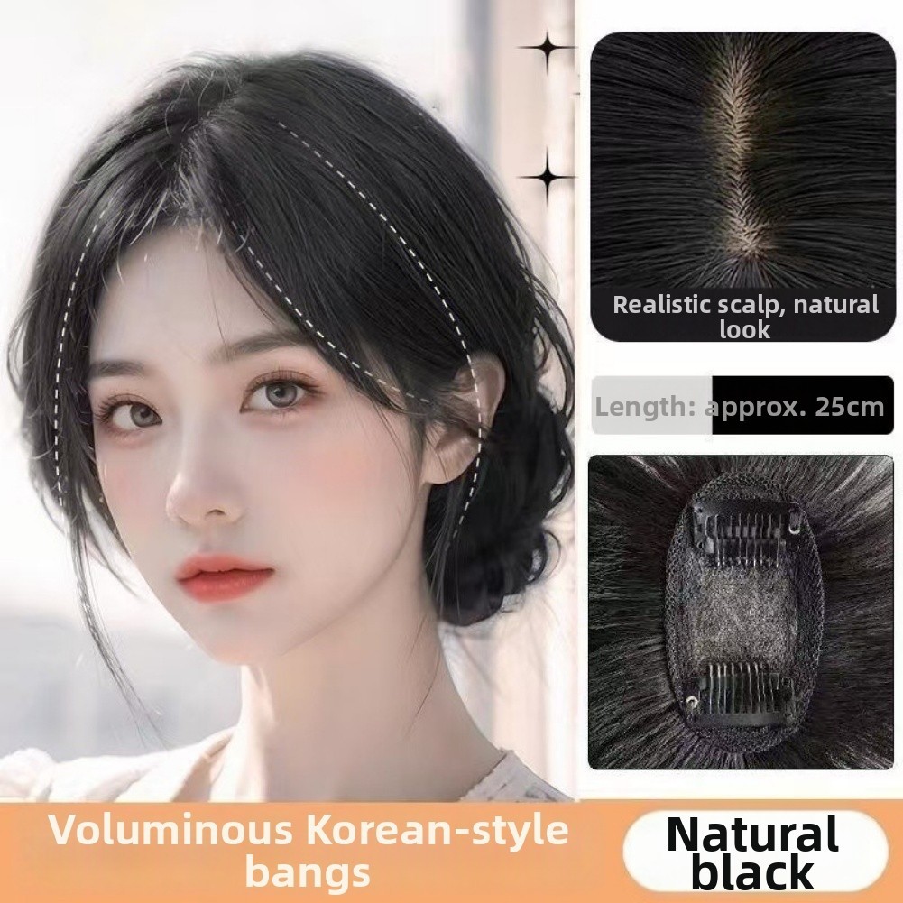 For FRENCH Style Bangs for Women 3D Realistic Hairpiece Natural Black Silk
