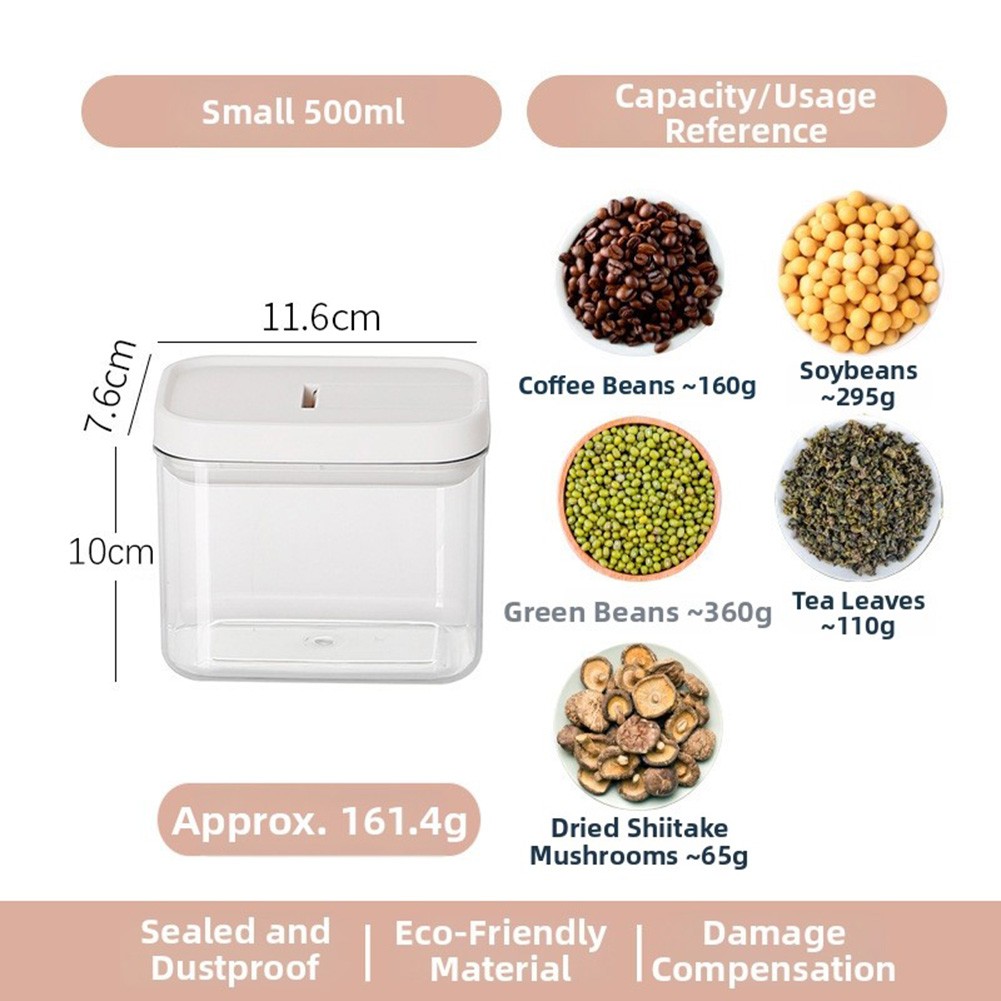 Clear Acrylic Airtight Canister 10x8x12cm for Tea For Snacks Cereal Pantry Use