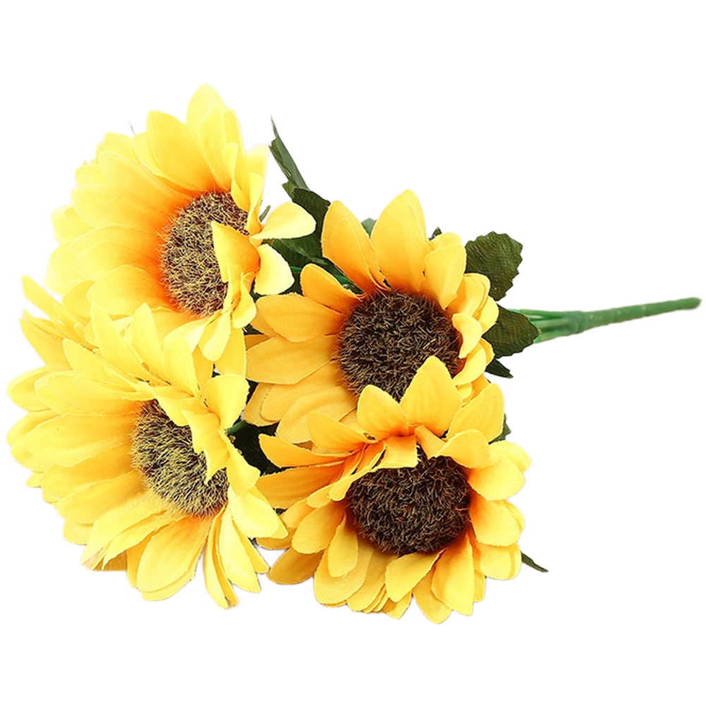 Silk Yellow Sunflower Bouquet for Wedding Event Photography Home Decor