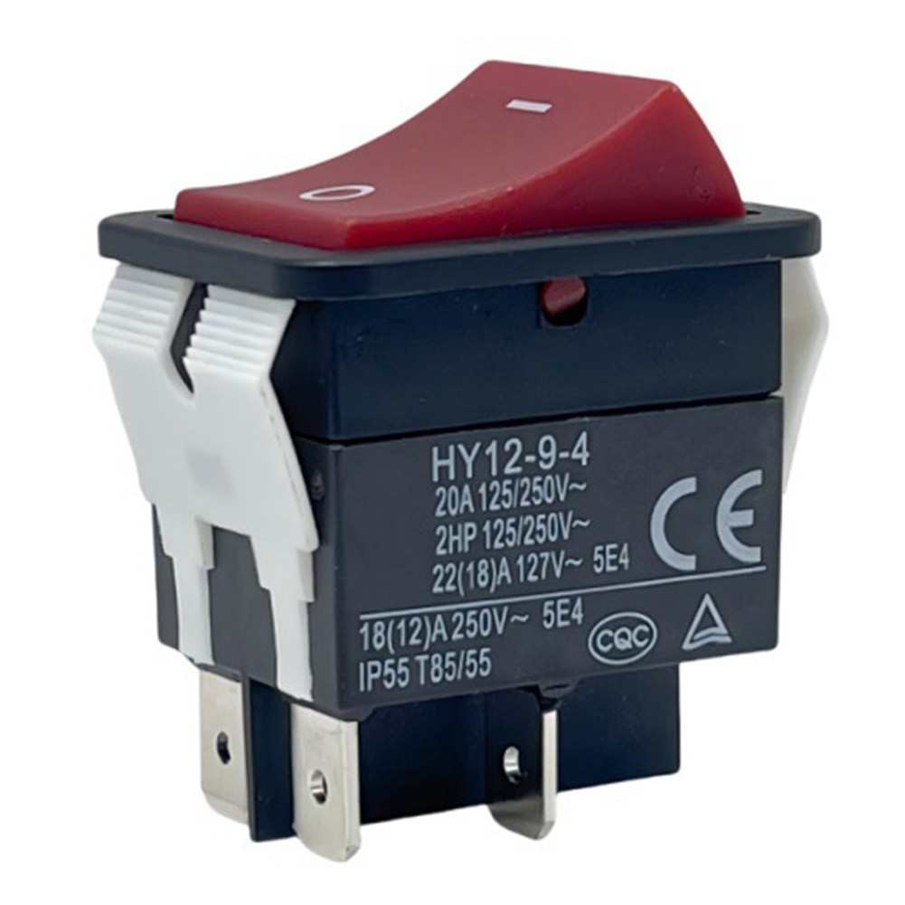 Rocker Switch HY12-9-4 20A 125/250V AC Square Head for Table Saw Power Control