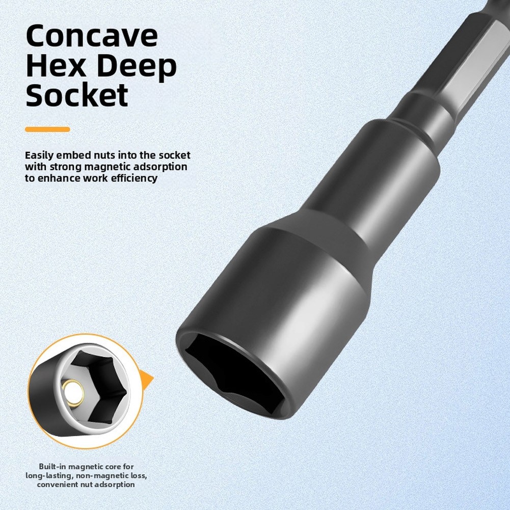 7PCS Magnetic Bit Set with Extended Socket for Pistol Drill and Mechanical Use