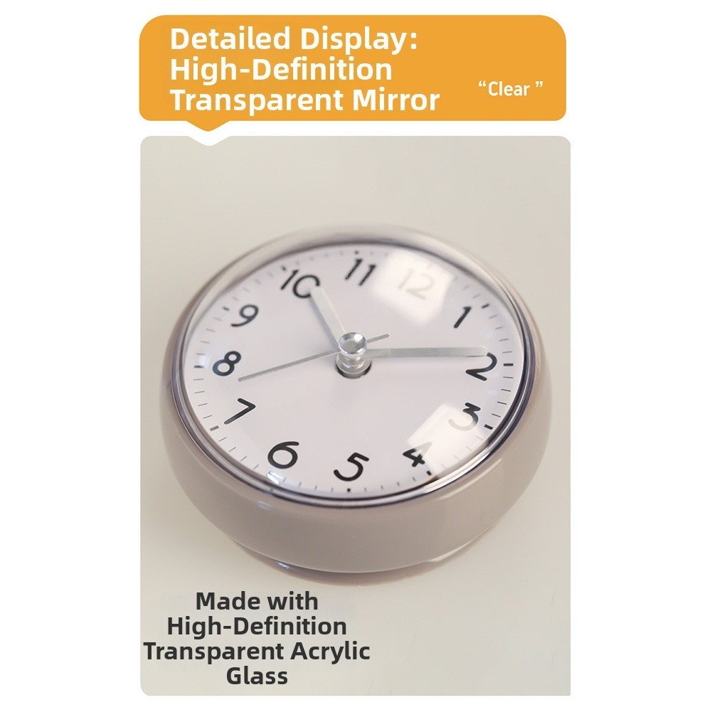 Quartz Movement Silent Wall Clock with Sucker for Bathroom For Kitchen Decor