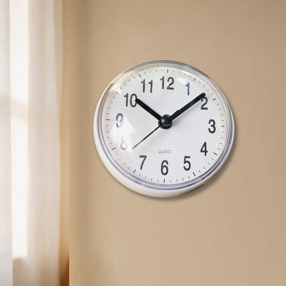 Silent Quartz Sucker Clock Anti Fog Designed for Kitchen Bathroom Walls