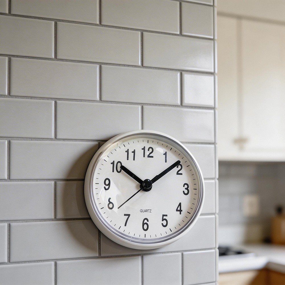Silent Quartz Sucker Clock Anti Fog Designed for Kitchen Bathroom Walls