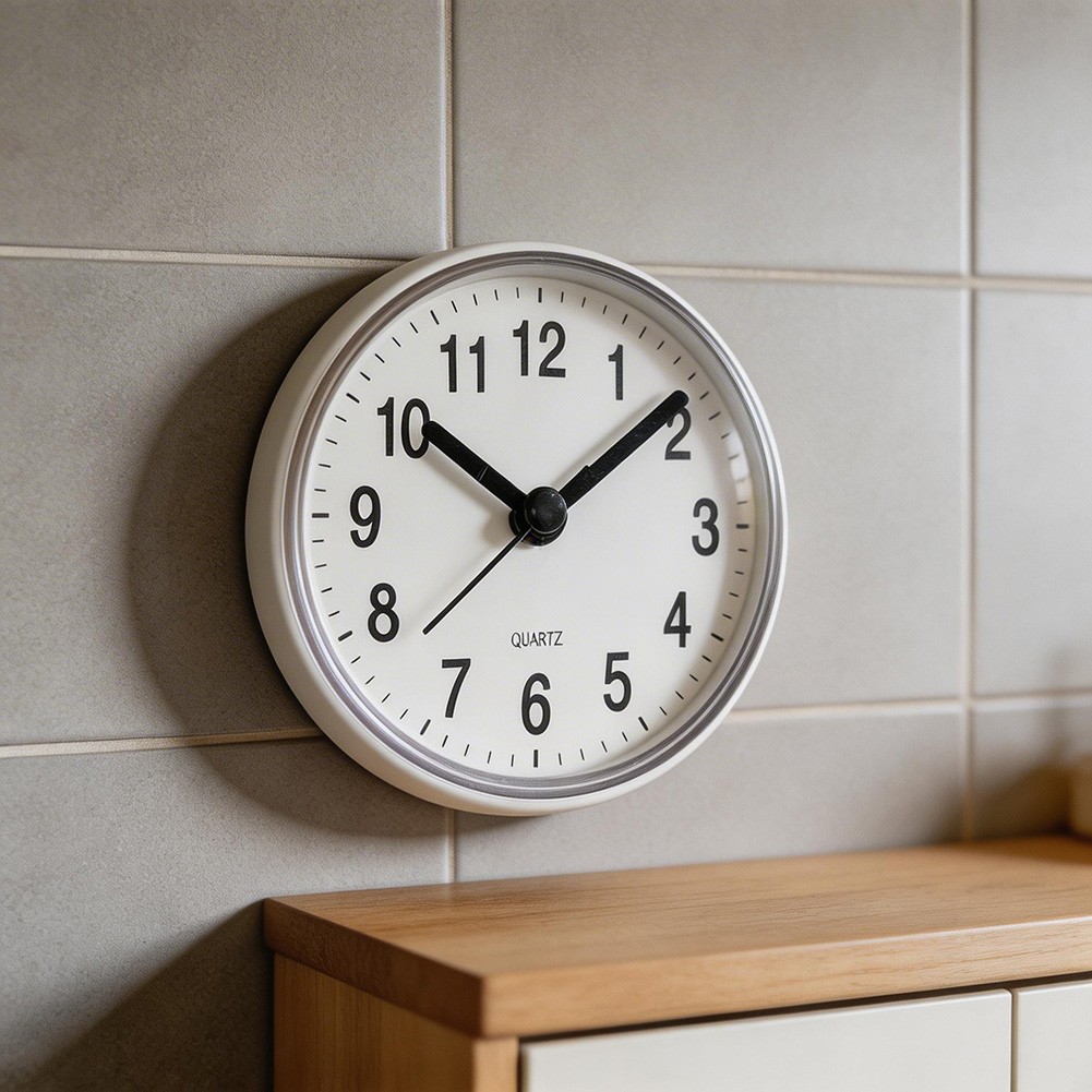 Silent Quartz Sucker Clock Anti Fog Designed for Kitchen Bathroom Walls