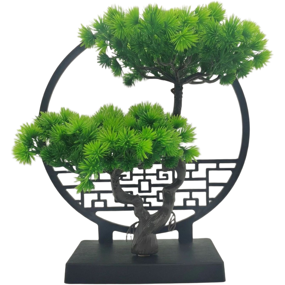 Artificial Pine Bonsai Plant for Desk Table Shelf Entryway 25cm Tall Green