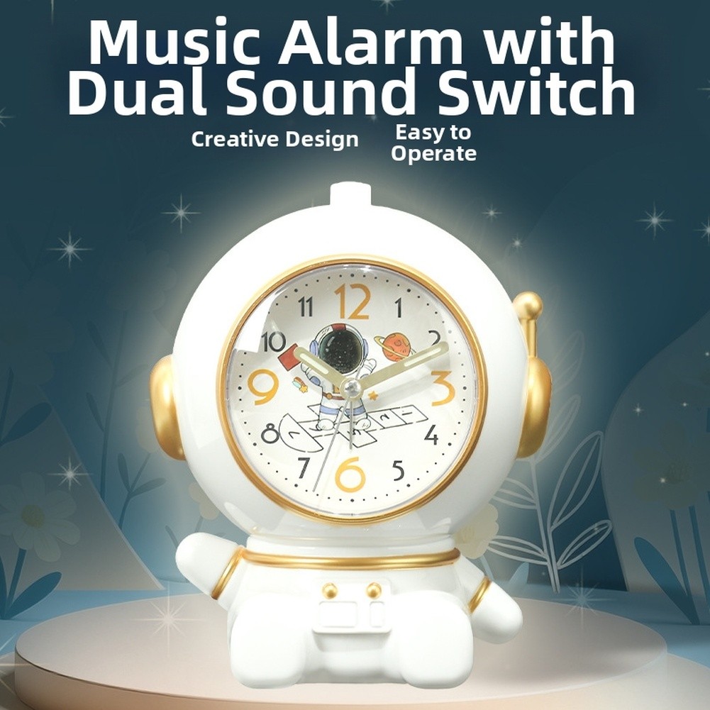 Alarm Clock Astronaut Style Dual Chime Snooze Function Silent Sweep Motion