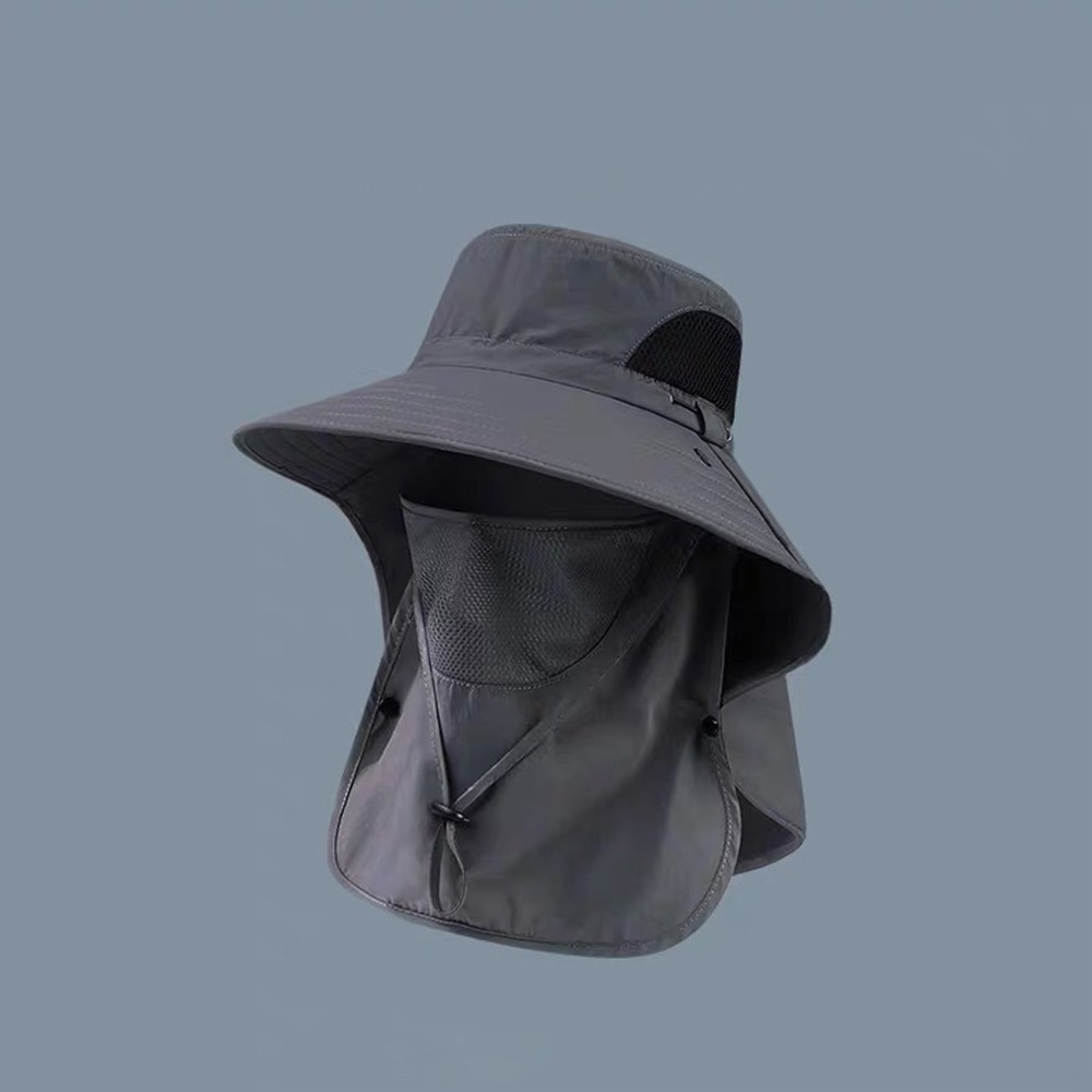 Unisex Polyester Sun Hat with Face Covering and Wide Brim for Daily Wear