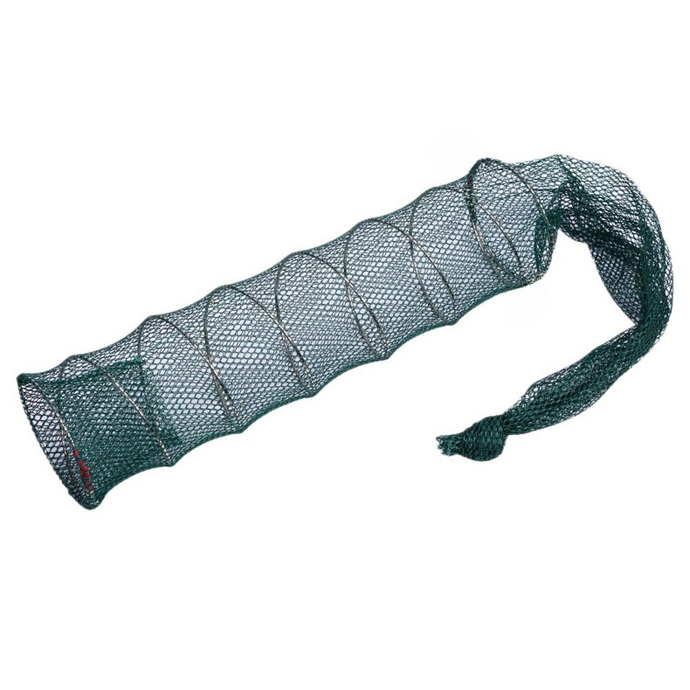 Emerald Green Foldable Fishing Net Container 10cm Diameter 1m Length Nylon Mesh