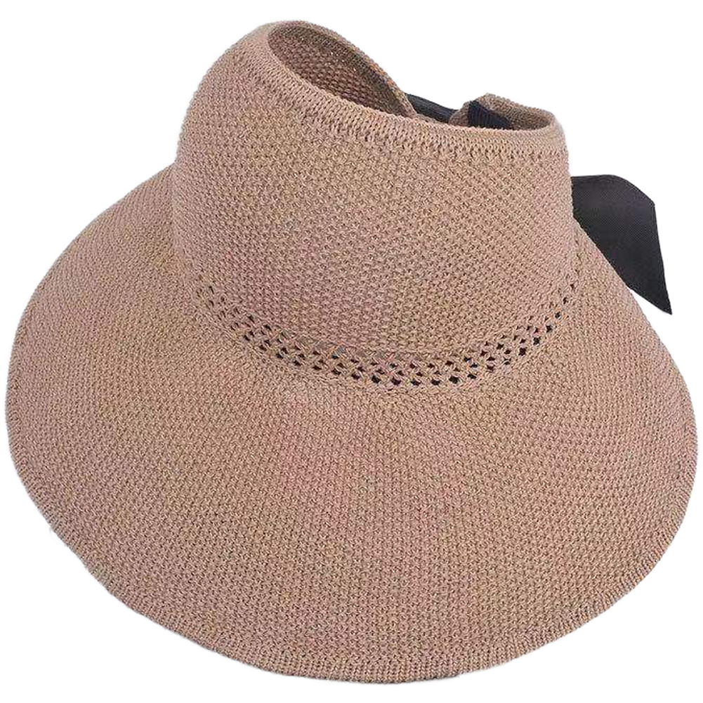 Roll Up Womens Sun Hat Wide Brim Adjustable Cotton Polyester Blend Hat