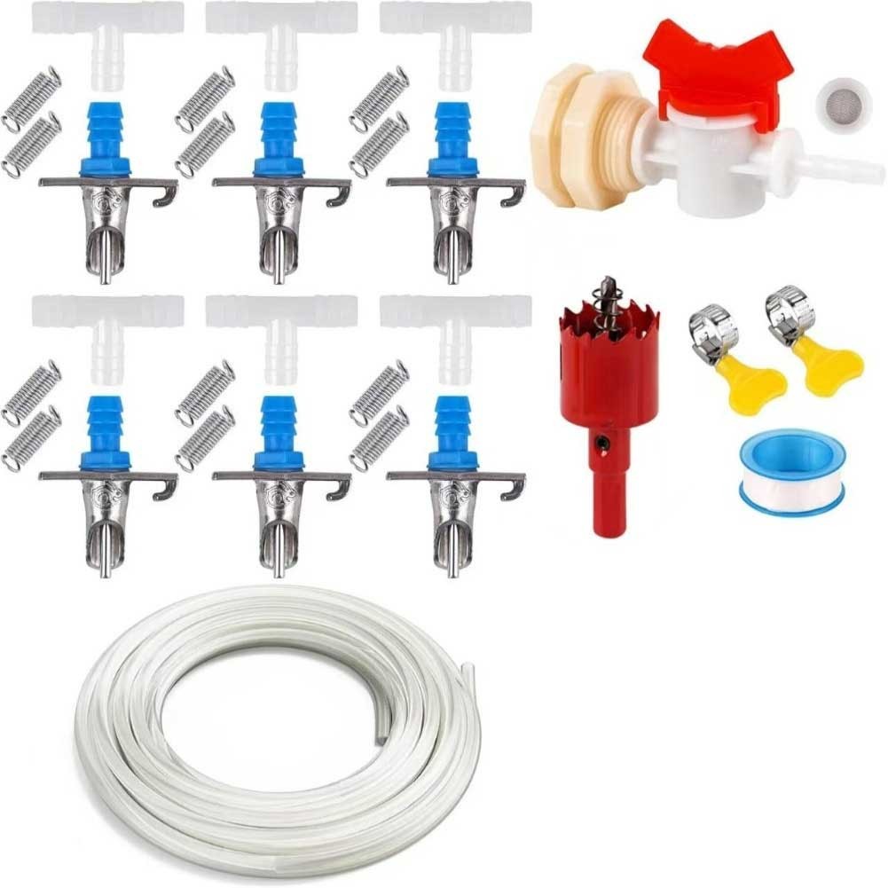 Rabbit Drinking System with Dual Spring Nozzle 10m Flexible Water Pipe