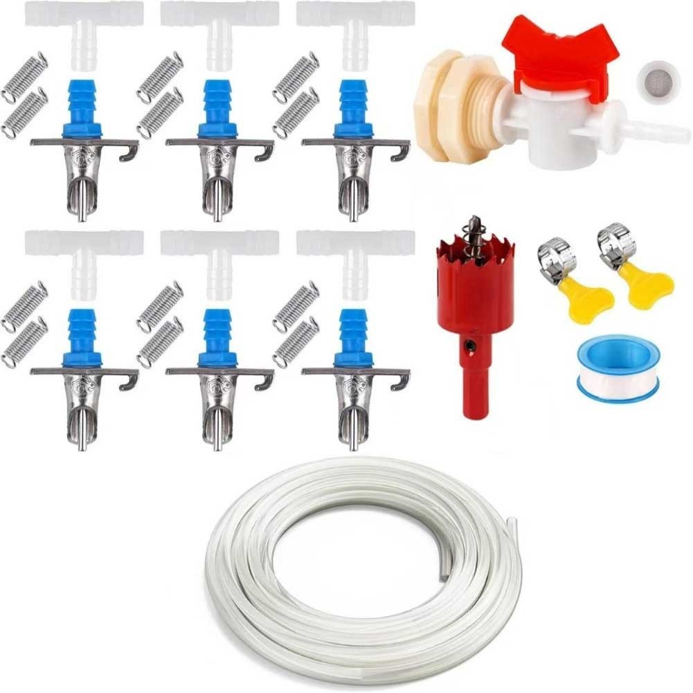 Rabbit Drinking System with Dual Spring Nozzle 10m Flexible Water Pipe