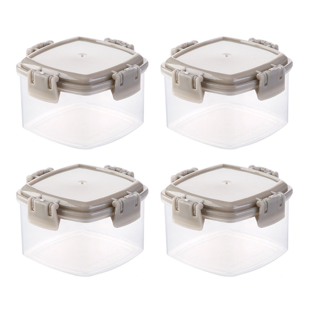 4Pcs Clear 55ml Plastic Containers with Strong Clip Lock Lids for Pantry