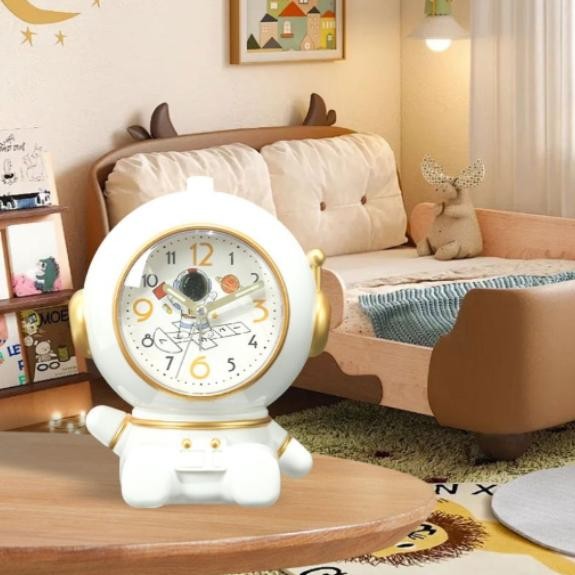 Alarm Clock Astronaut Style Dual Chime Snooze Function Silent Sweep Motion