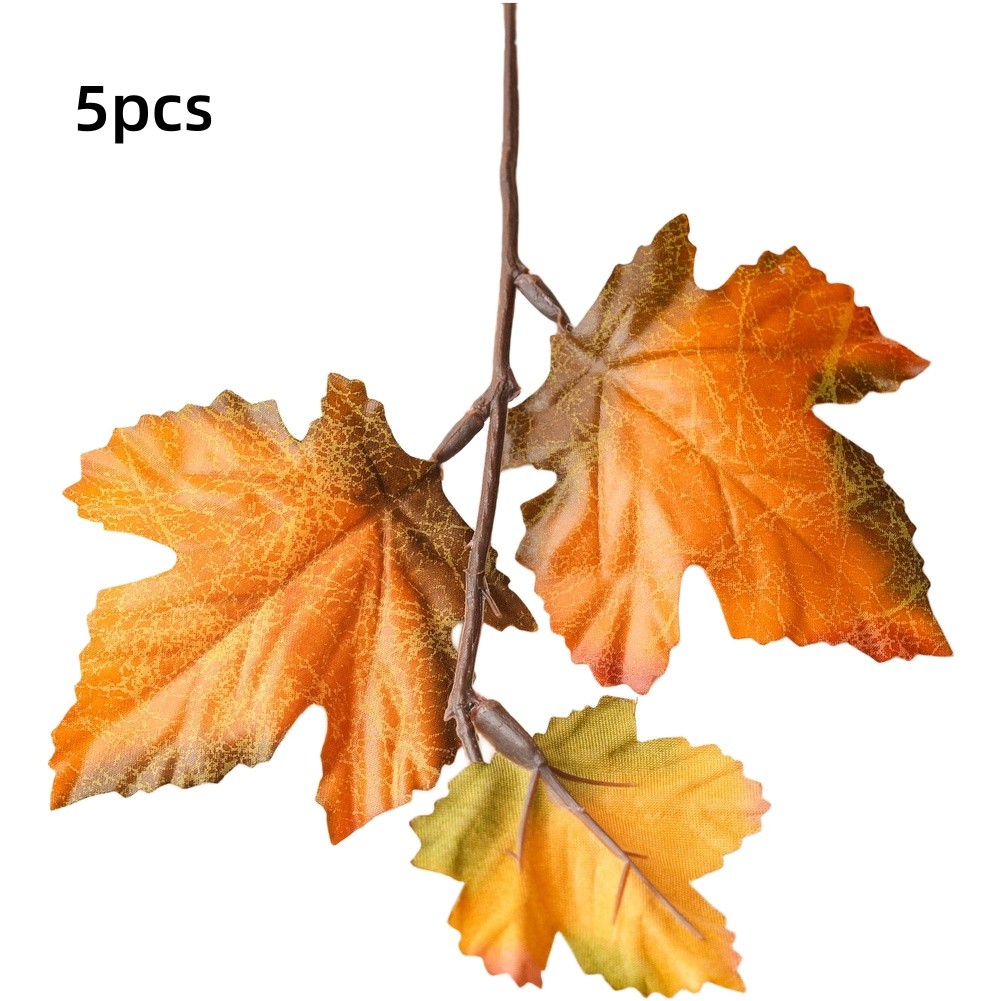 5pcs Artificial Maple Flower Bouquet for Living Room Bedroom Office Decor