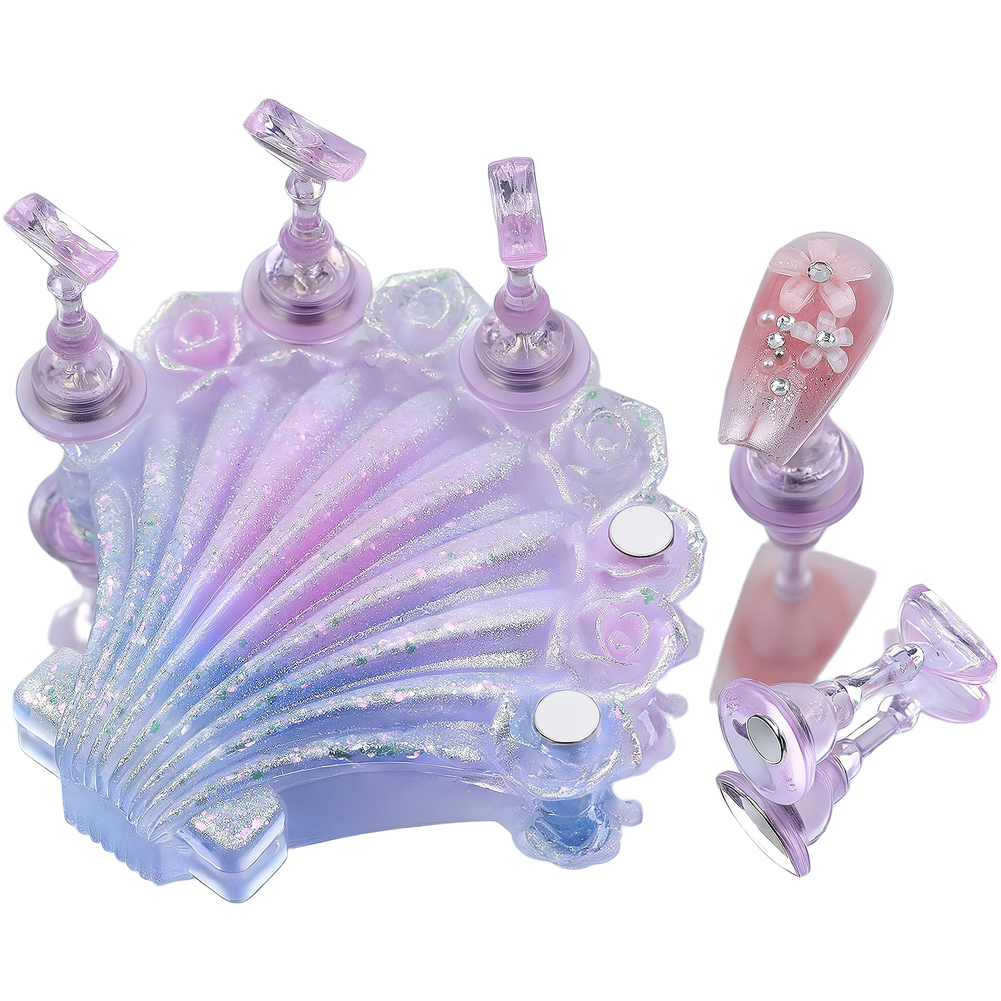 For AURORA Magnetic Nail Stand Shell Design 6.7 cm x 1.1 cm Purple Finish