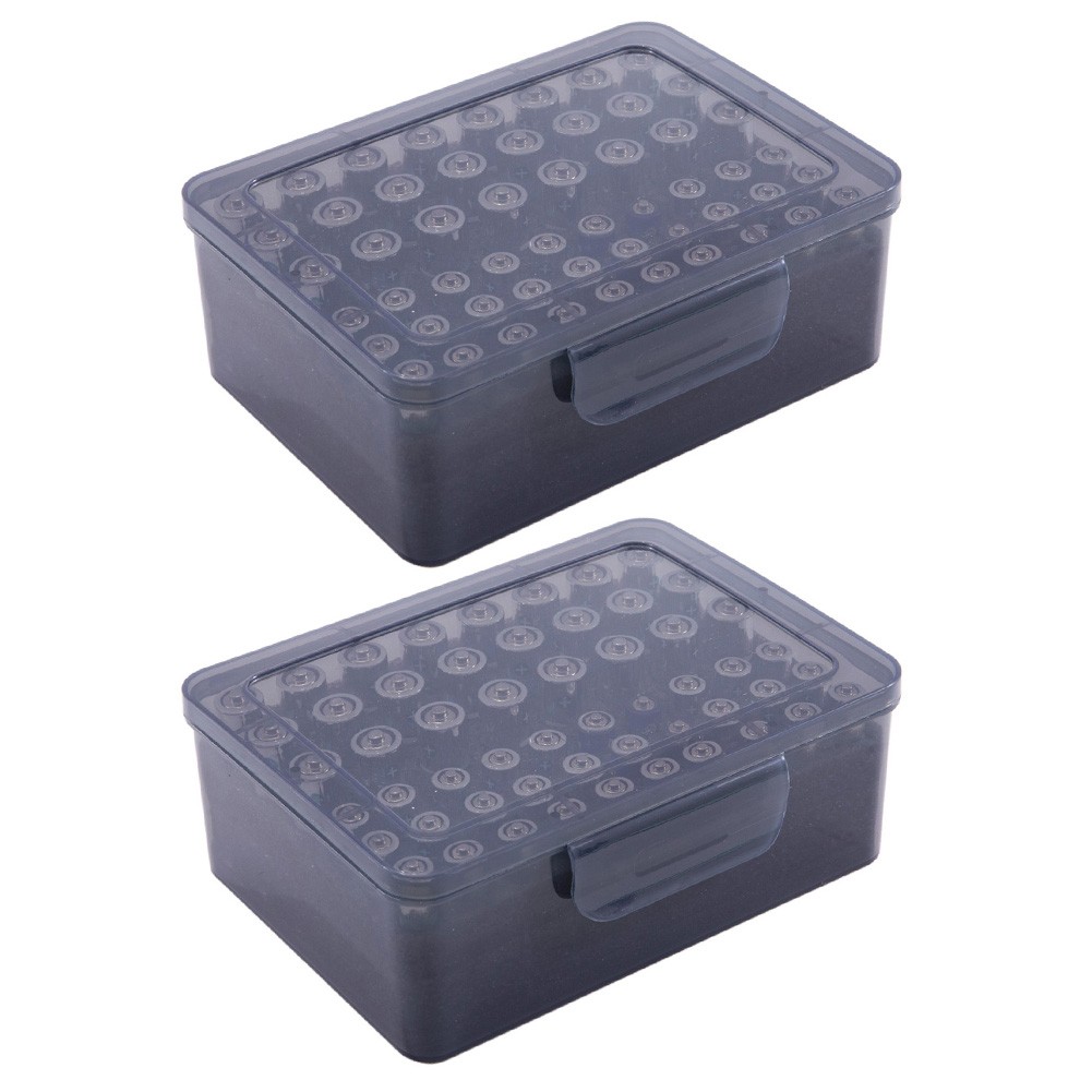 Gray and Transparent Battery Organizer Case for 24 AA 30 AAA Batteries PP Build