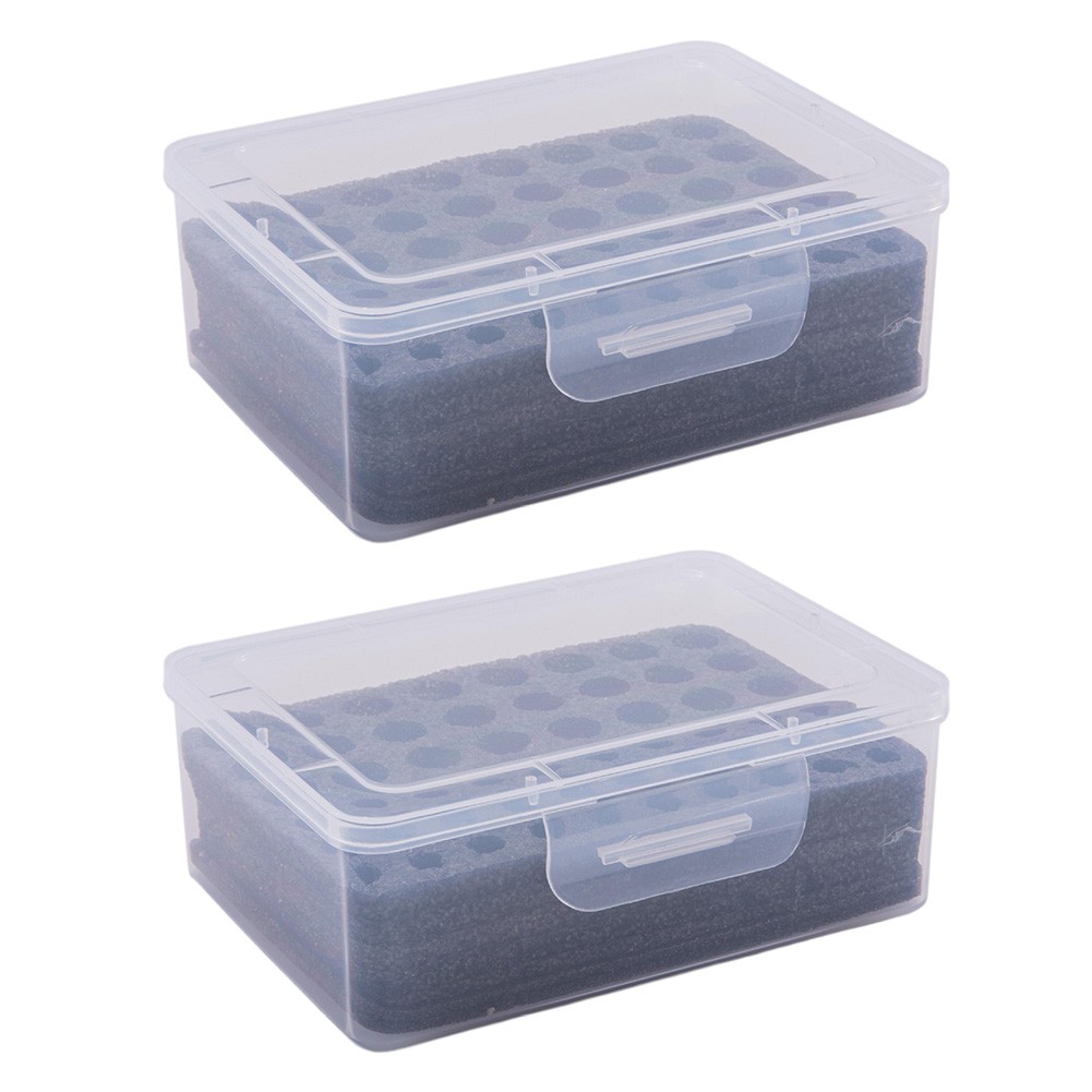 Two Tone Battery Storage Case Gray and Transparent for 24 AA 30 AAA Batteries
