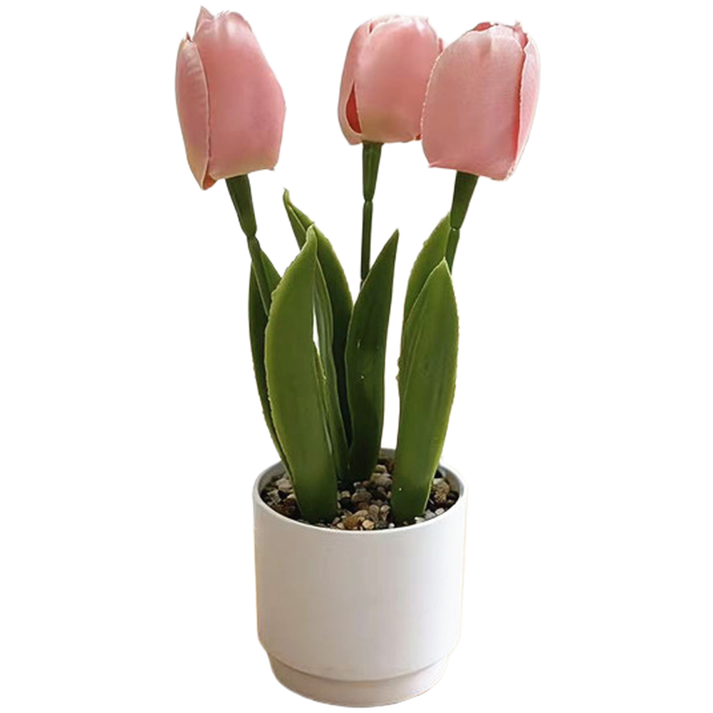 24x12x12cm Artificial Tulip Flower for Living Room Bedroom Shelf Decor