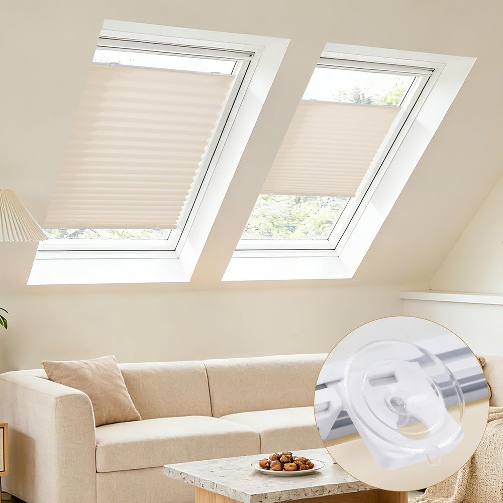 Blackout Pleated Window Shade for Bedroom Suction Cups 50x130cm White or Cream