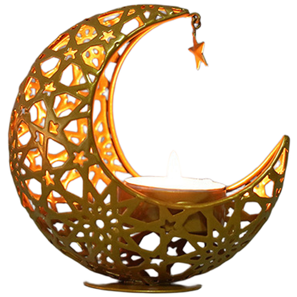 Hollow Iron Moon Candle Holder for Aromatherapy Burner Study Room Decor