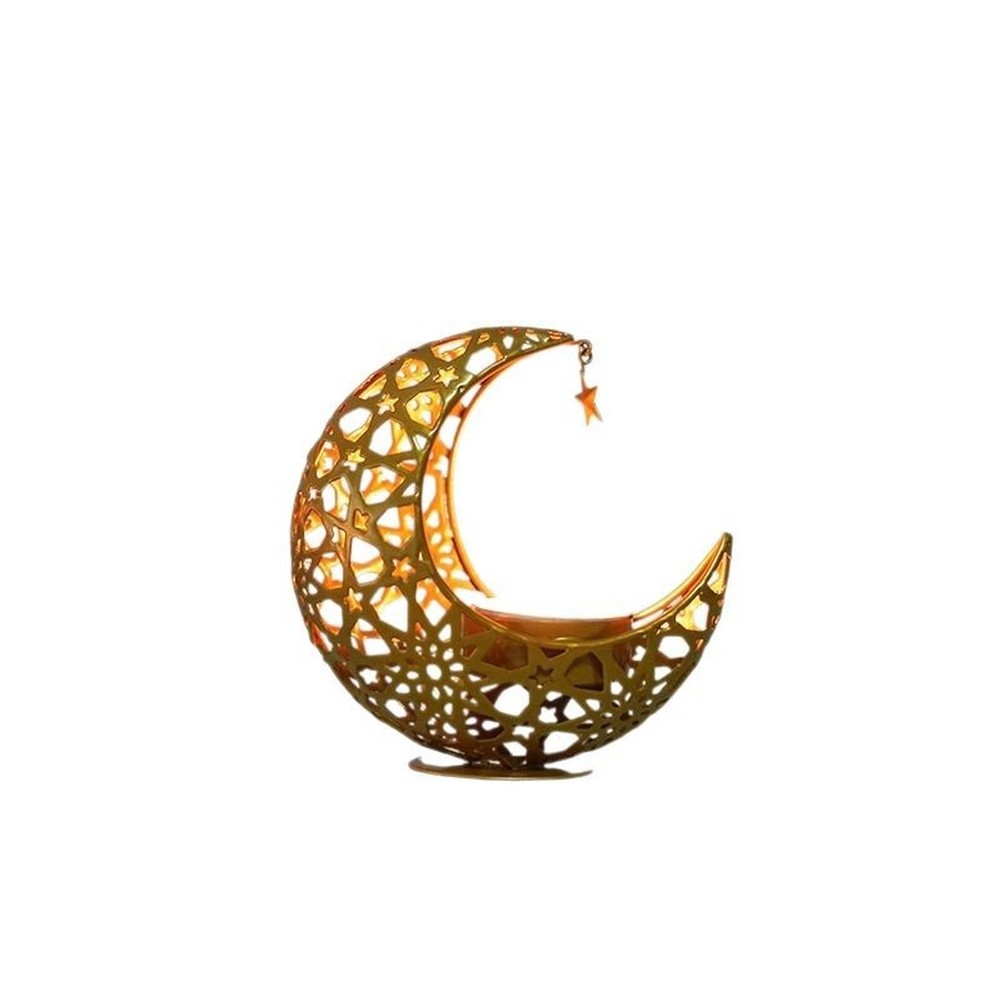 Hollow Iron Moon Candle Holder for Aromatherapy Burner Study Room Decor