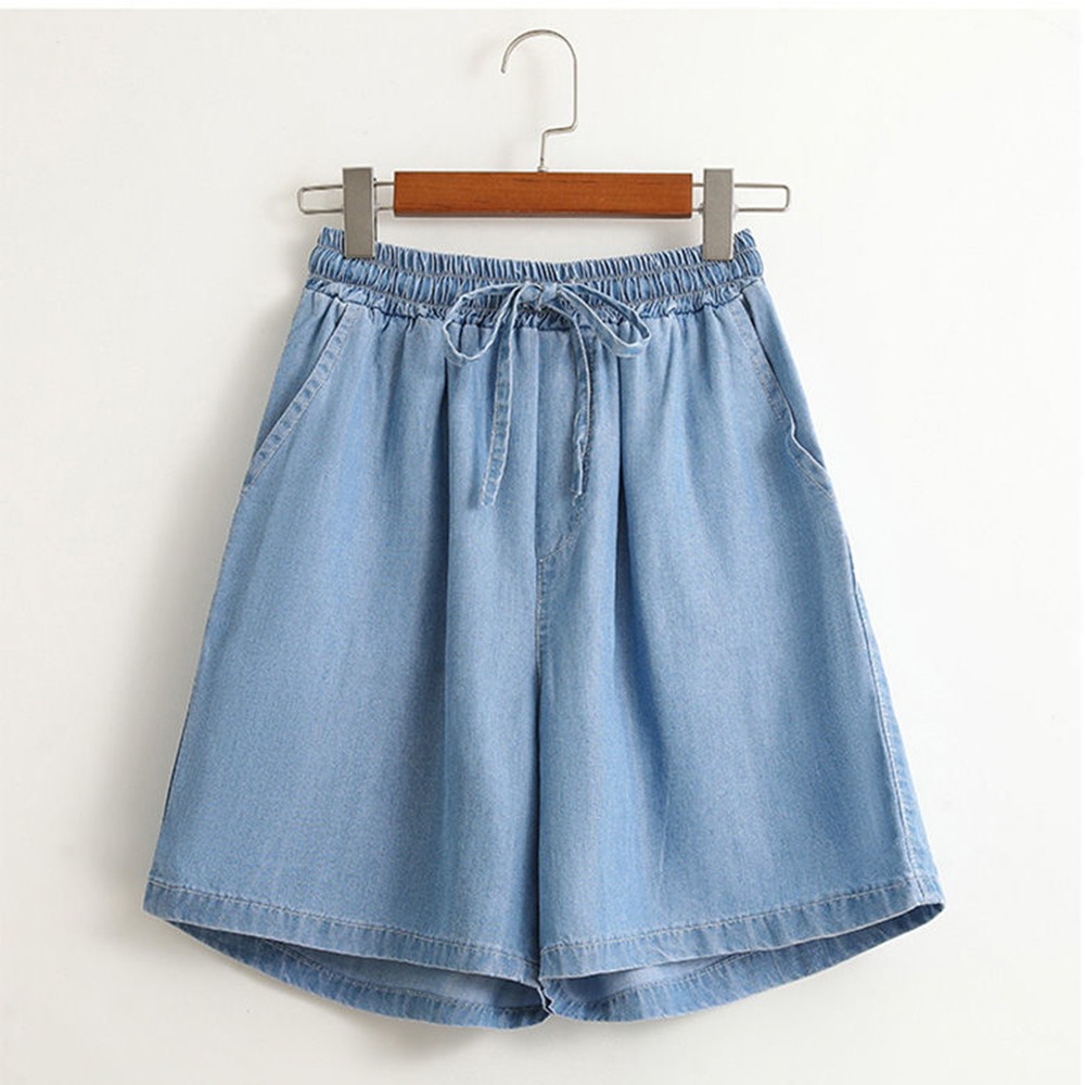 Tencel Polyester Ice Silk Shorts Women’s Casual High Waisted Loose Fit