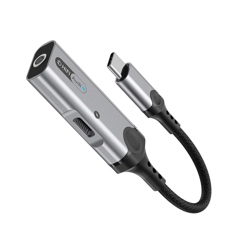 USB-C to 3.5mm Audio Adapter Supports Fast Charging up to 60W LED Light