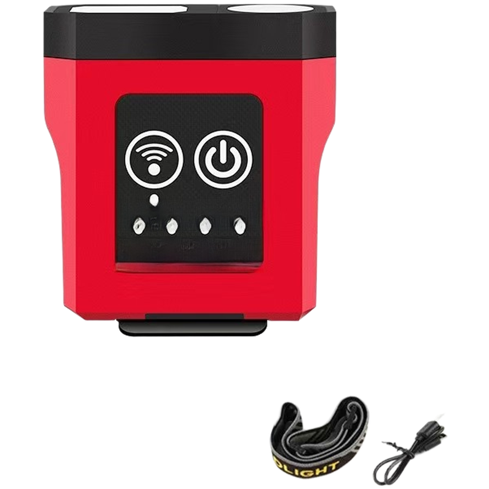 Rechargeable Headlight with Hand Wave Sensor White Red Light for Camping