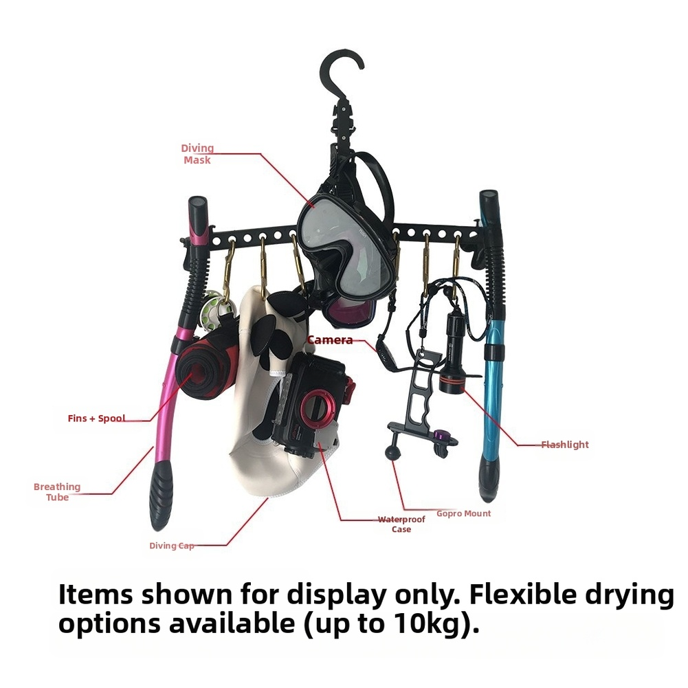 Foldable Scuba Gear Hanger for Dive Computer Flashlight and Accessories
