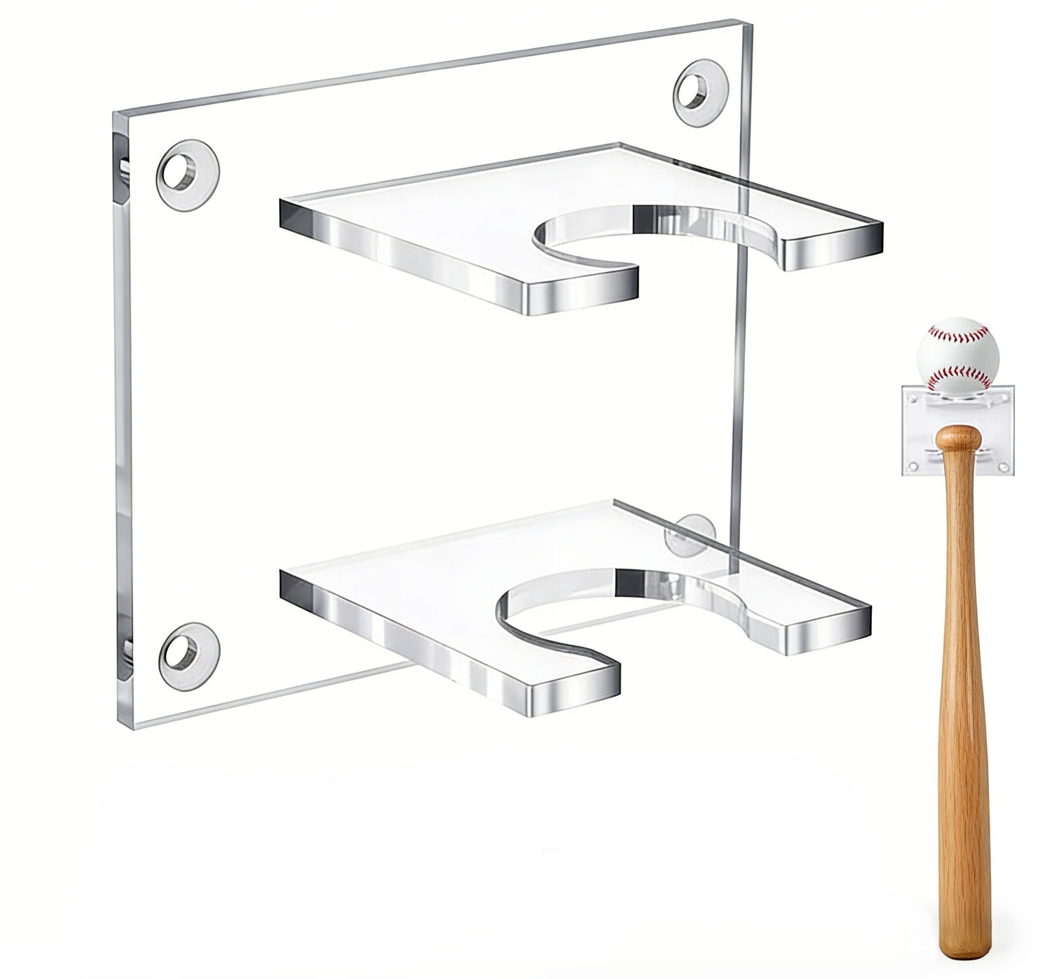 Clear Acrylic Sports Display Holder for Baseball Rods 3.56×4.375×2.56in