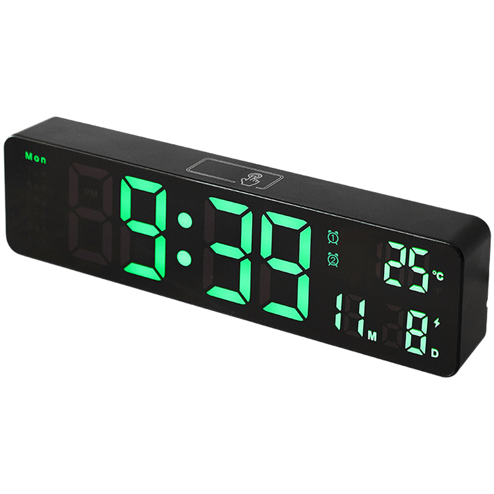 10 Inch LED Digital Clock for Wall Display Time Date Week Temp Moon Phase Alarm