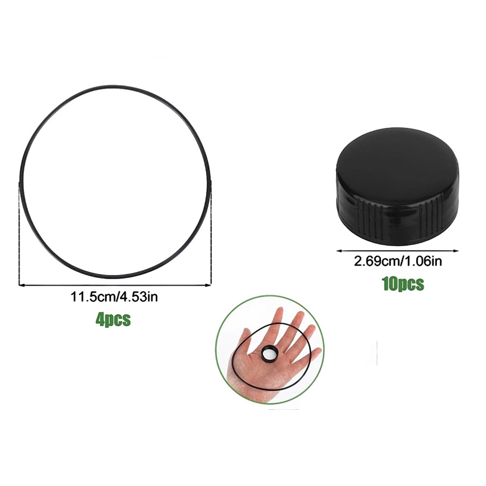 Poultry Fountain Cap Replacement Set 10 Pieces 4 O-Rings for PPF3 PPF5 PPF7