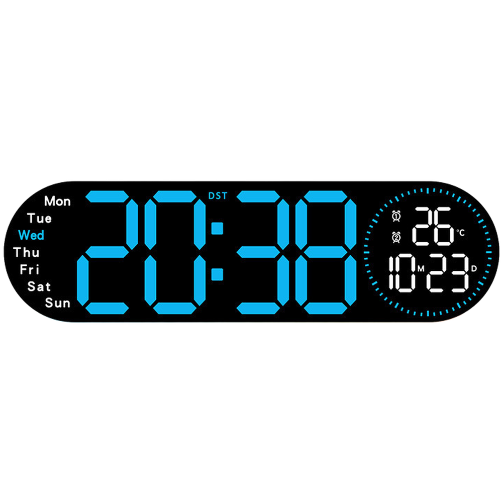 Countdown Timer LED Wall Clock Dual Alarm Function Adjustable Brightness