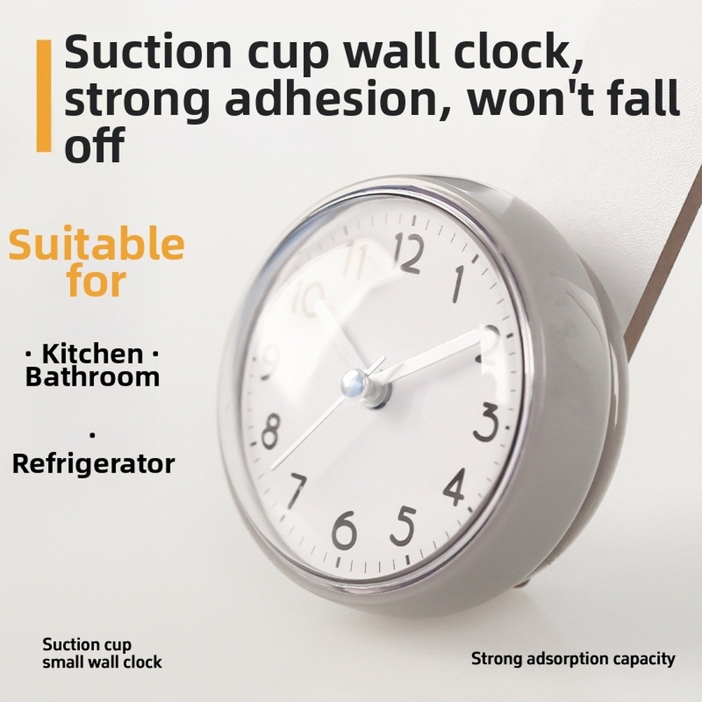Wall Clock 7.5cm Diameter with Suction Cup and Quartz Movement for Indoor Use