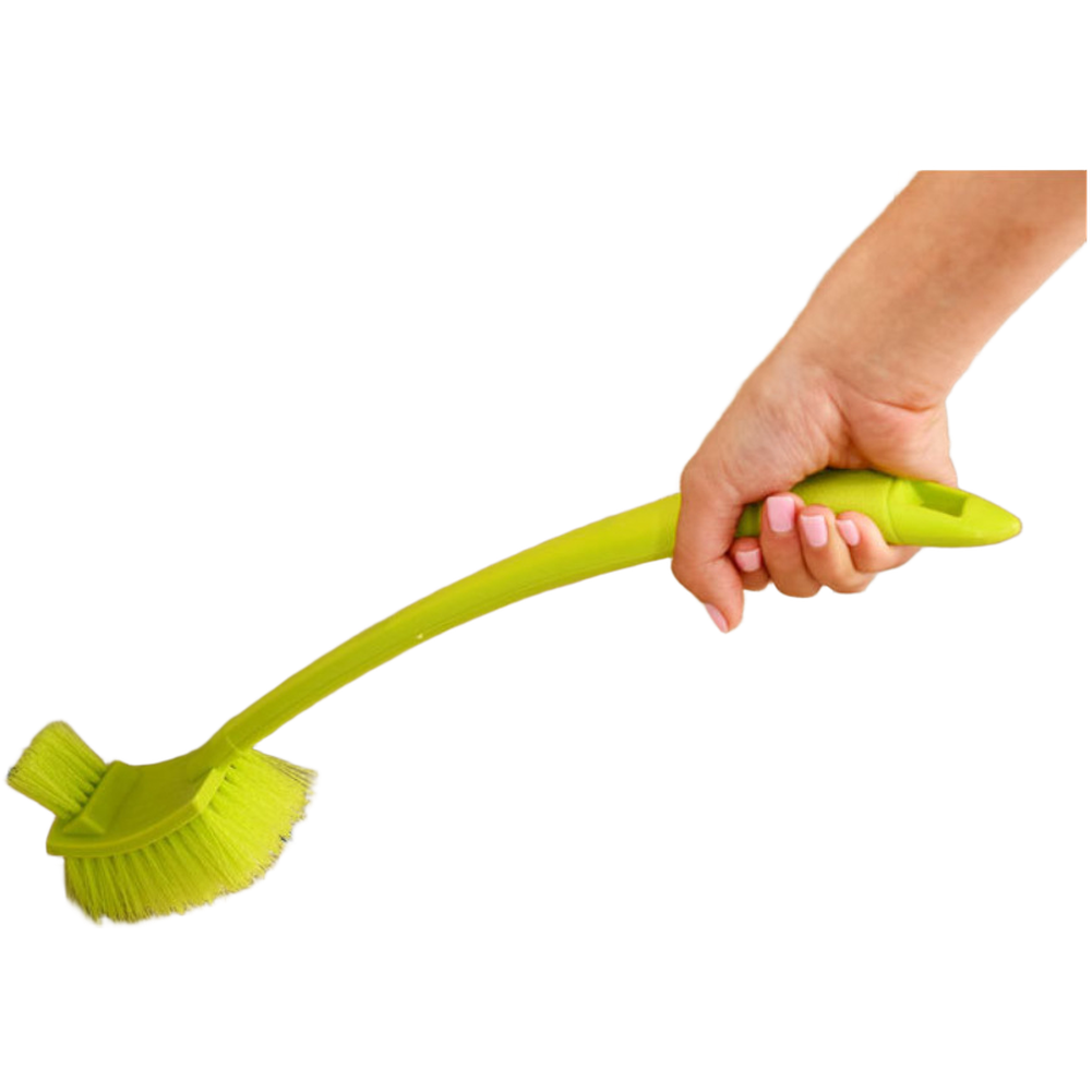Dual Sided Toilet Brush with Long Curved Handle PP and Wall Mount Hole