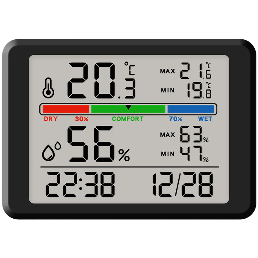Ultra Thin Magnetic Digital Clock for Fridge with Temp Humidity Readout