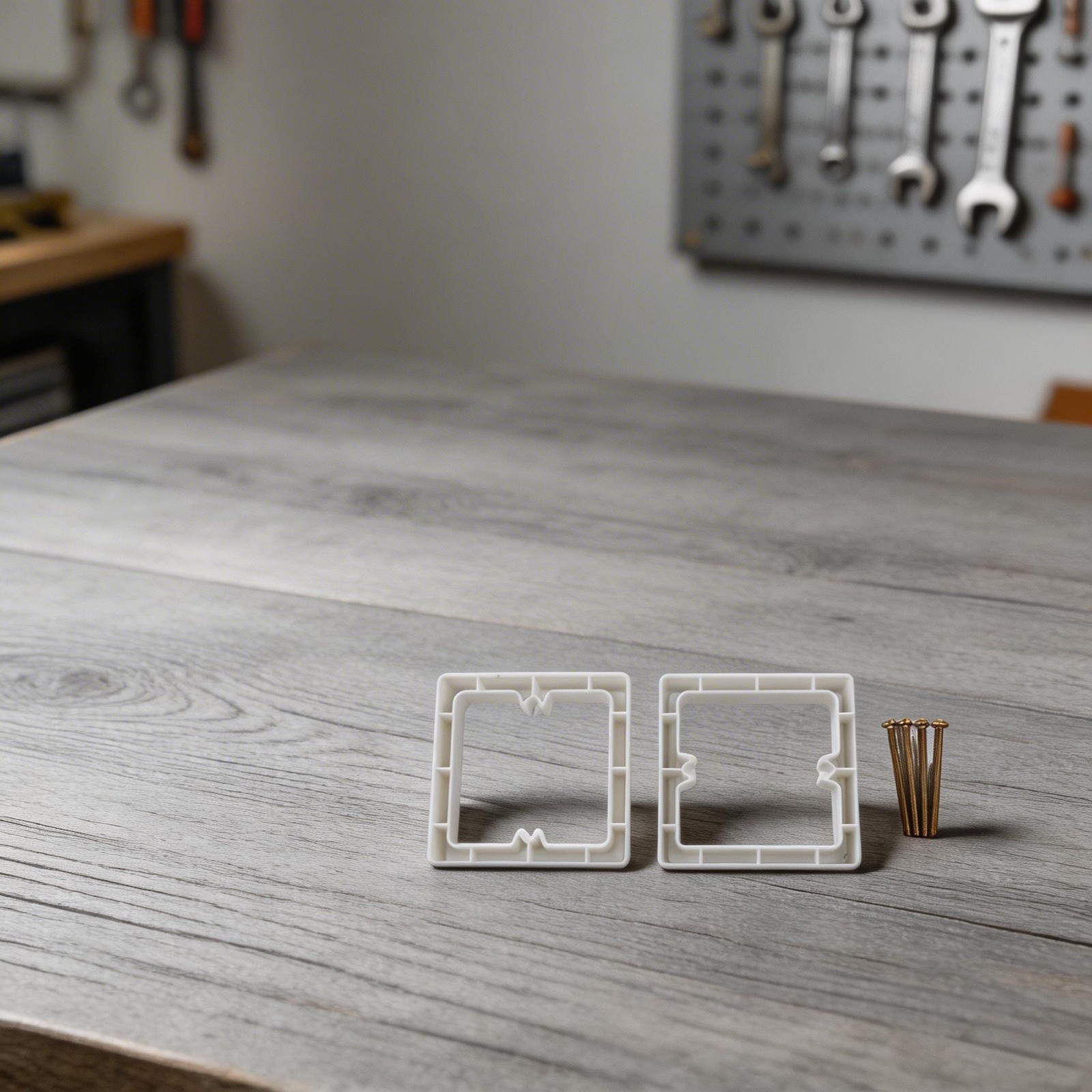 Square Socket Spacer Pair with Screws to Improve Depth in Electrical Boxes