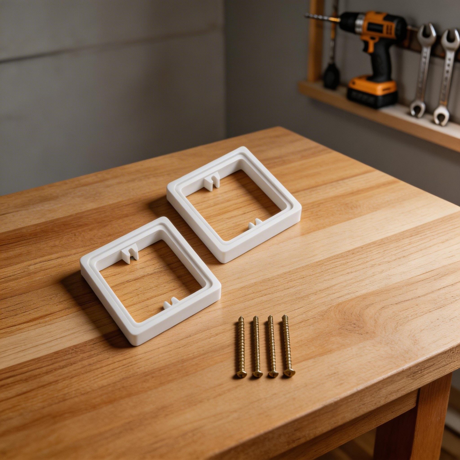 Square Socket Spacer Pair with Screws to Improve Depth in Electrical Boxes