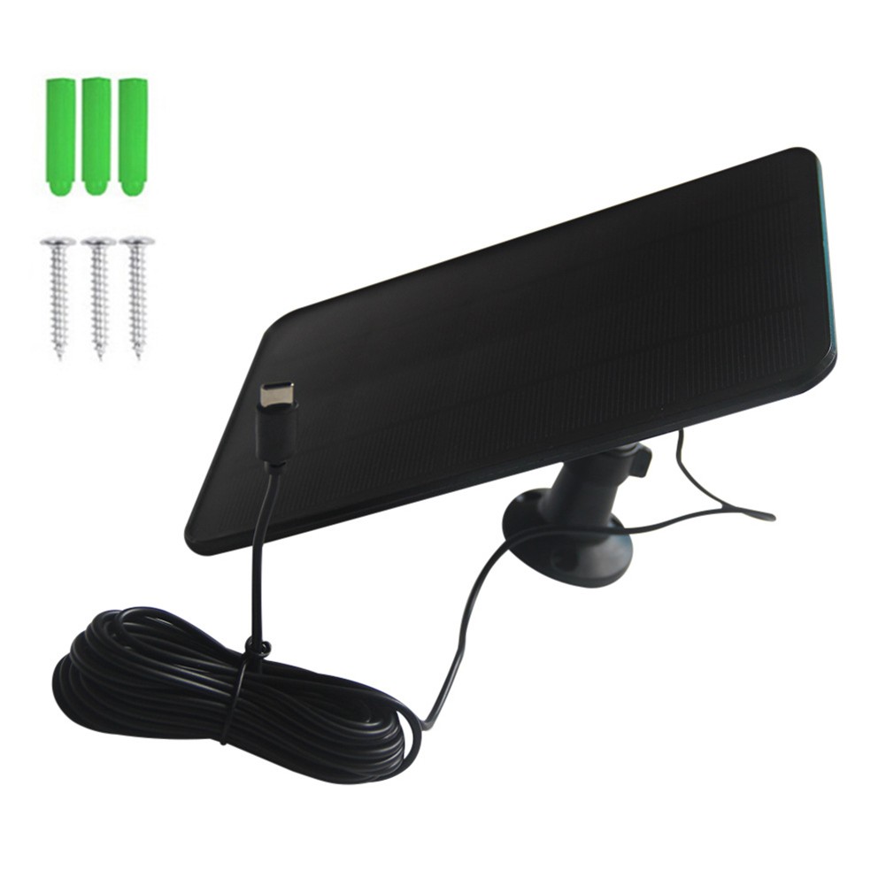 6W Monocrystalline Solar Panel for Doorbell Security Camera 5V Output 5m Cable