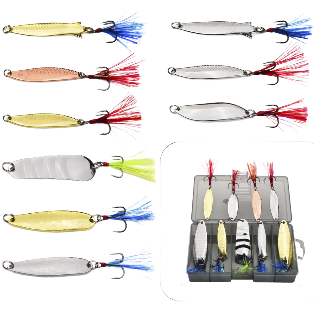 Composite Sinking Lure Kit Zinc Alloy Material Feather Hook Setup 9pcs