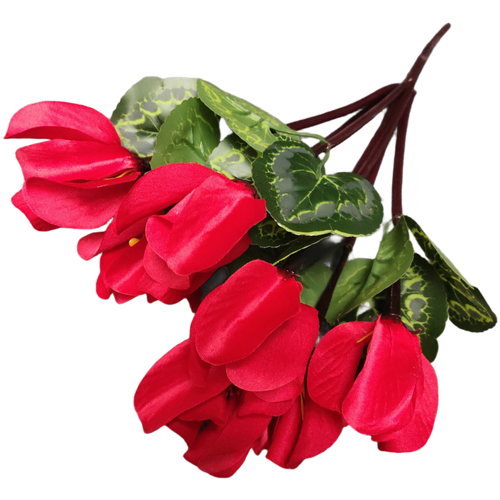 7 Branch Artificial Cyclamen Flowers Red Pink Rose Red Cream White Purple