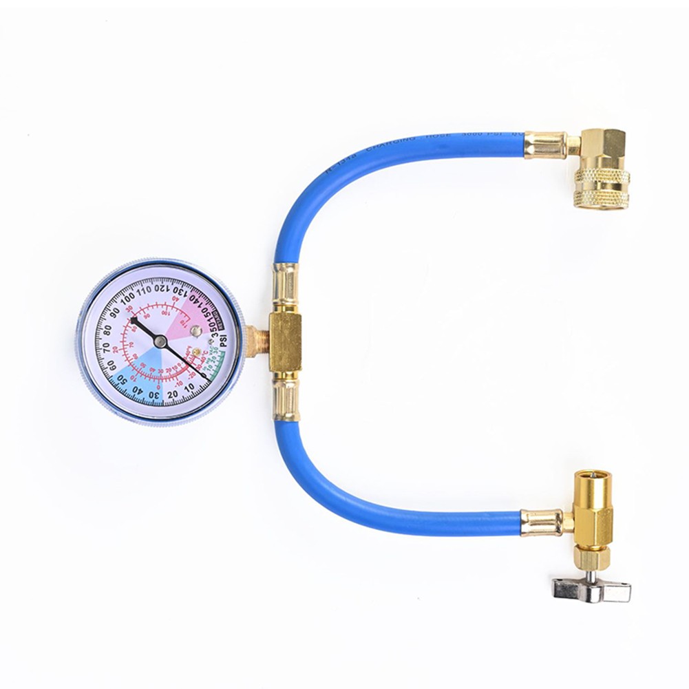 1/4 inch SAE R134A Charging Hose with kg/cm2 and lbs/in2 Pressure Gauge